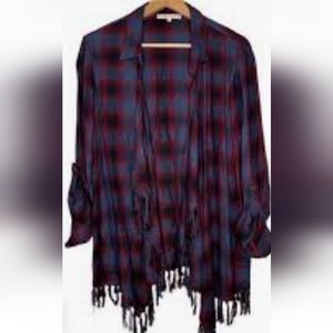 EUC! Anthropologie Willow & Clay S Periwinkle Open Front Cardigan Blue Red